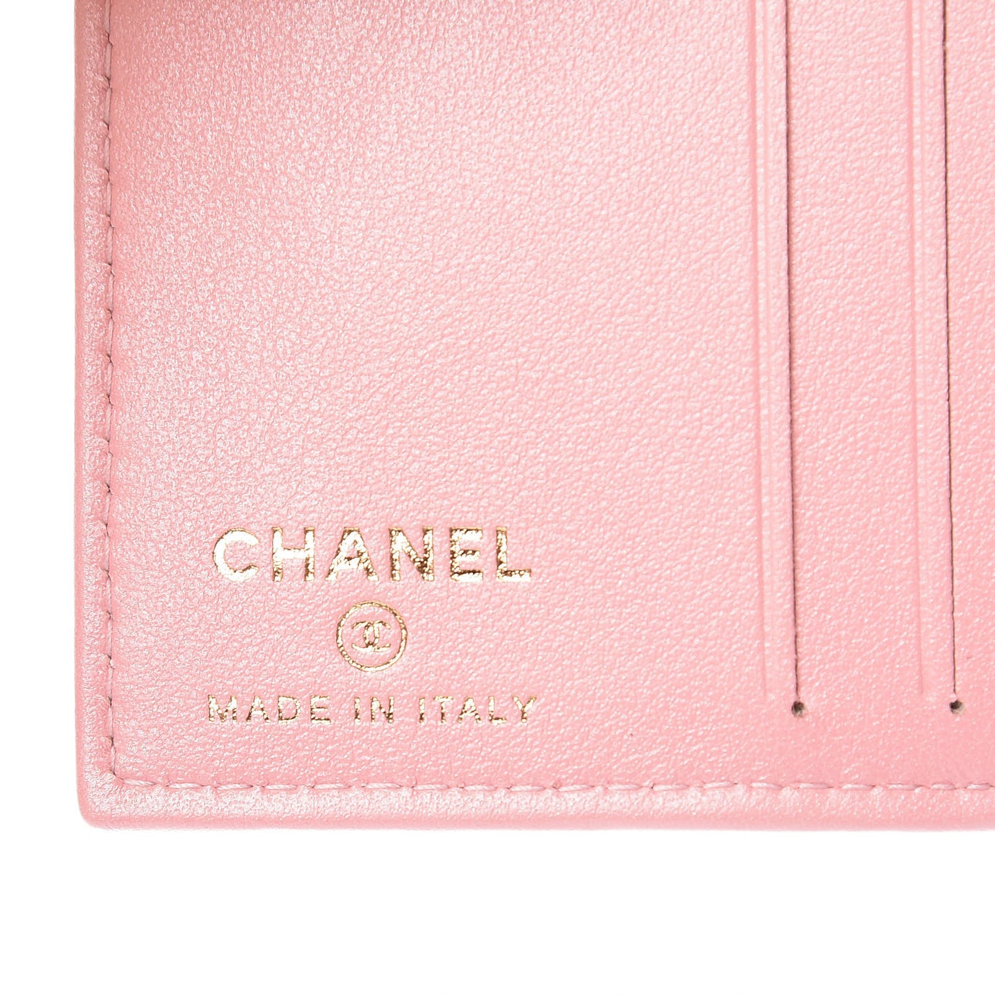 Iridescent Caviar Quilted Card Holder Wallet Rose Pink