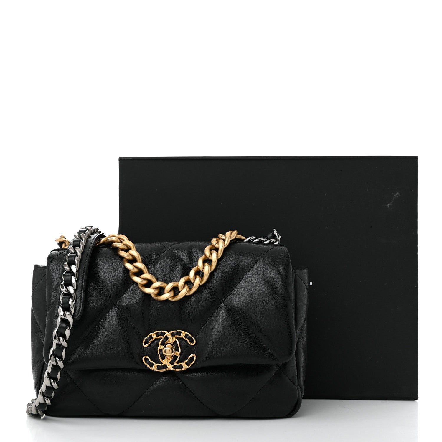 Chanel Goatskin Quilted Medium Chanel 19 Flap Black 11 of 11