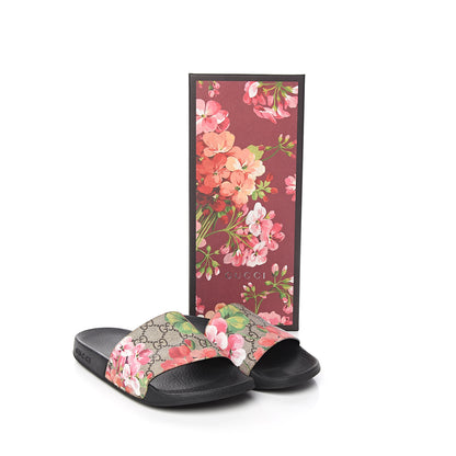 Gucci GG Supreme Monogram Blooms Slide Sandals 37 Beige Multicolor 8 of 8