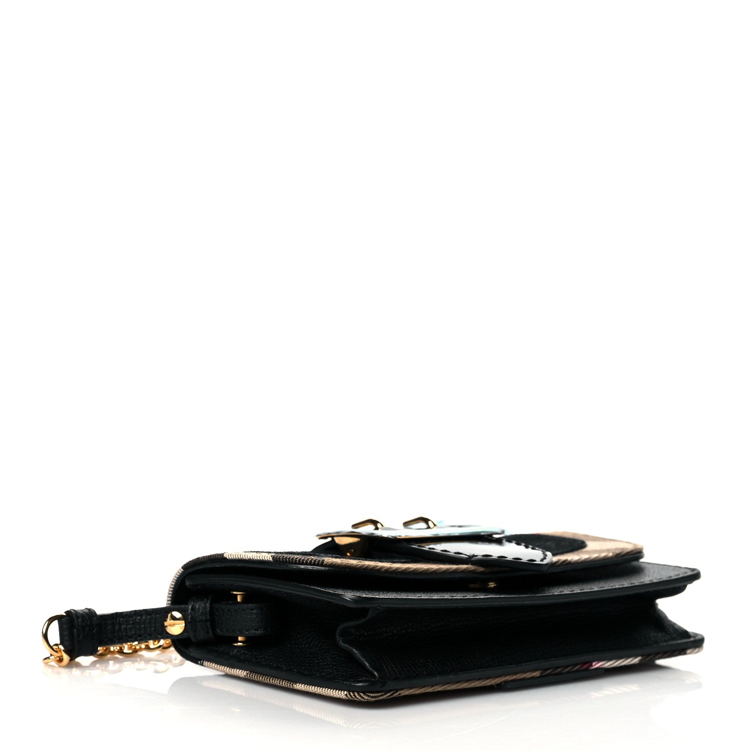 Burberry House Check Calfskin Mini Buckle Phone Crossbody Bag Black 3 of 8