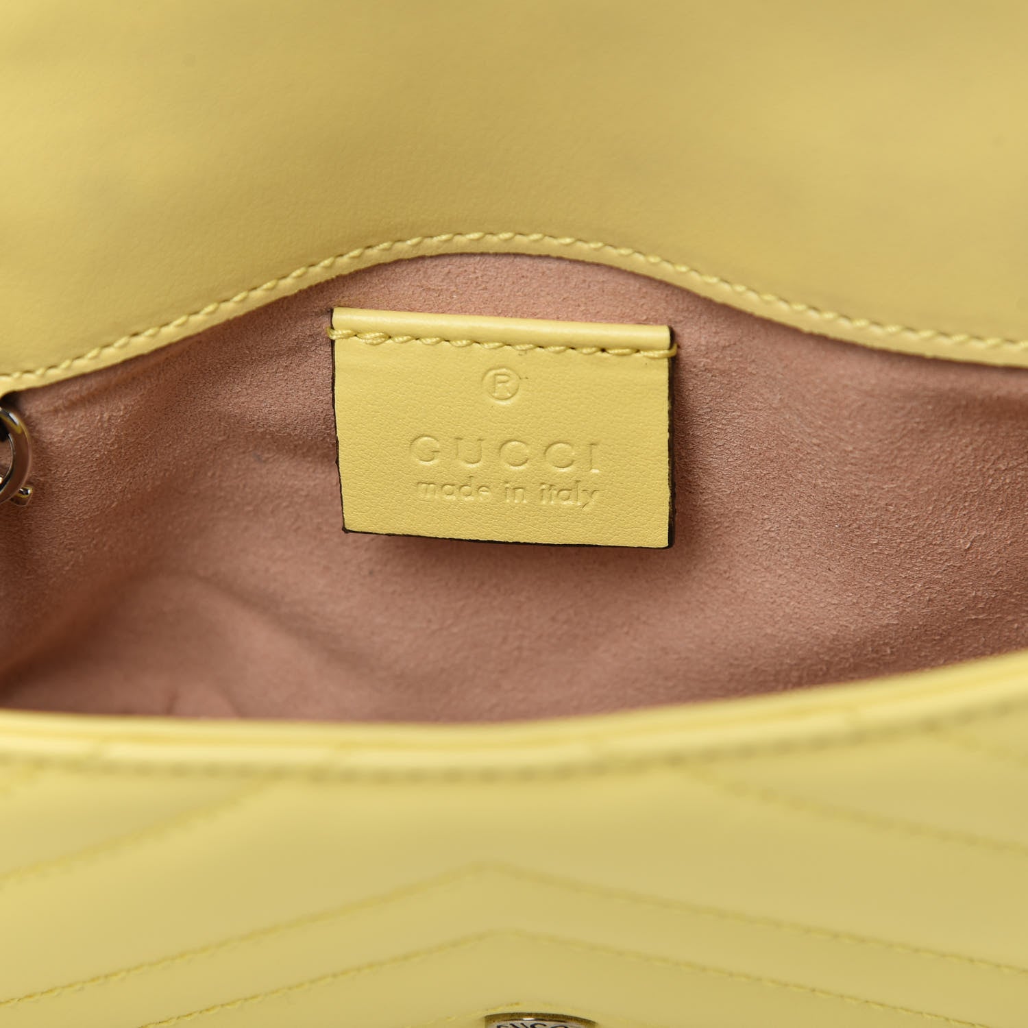 Gucci Calfskin Matelasse Super Mini GG Marmont Shoulder Bag Banana 8 of 11