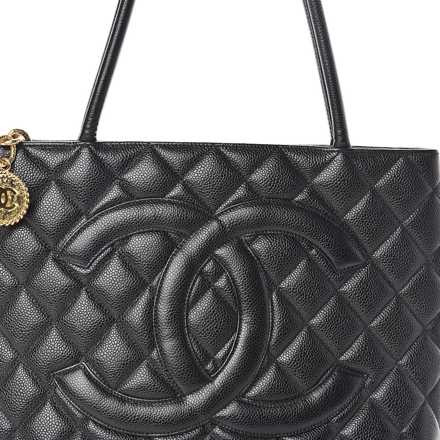Caviar Quilted Medallion Tote Black