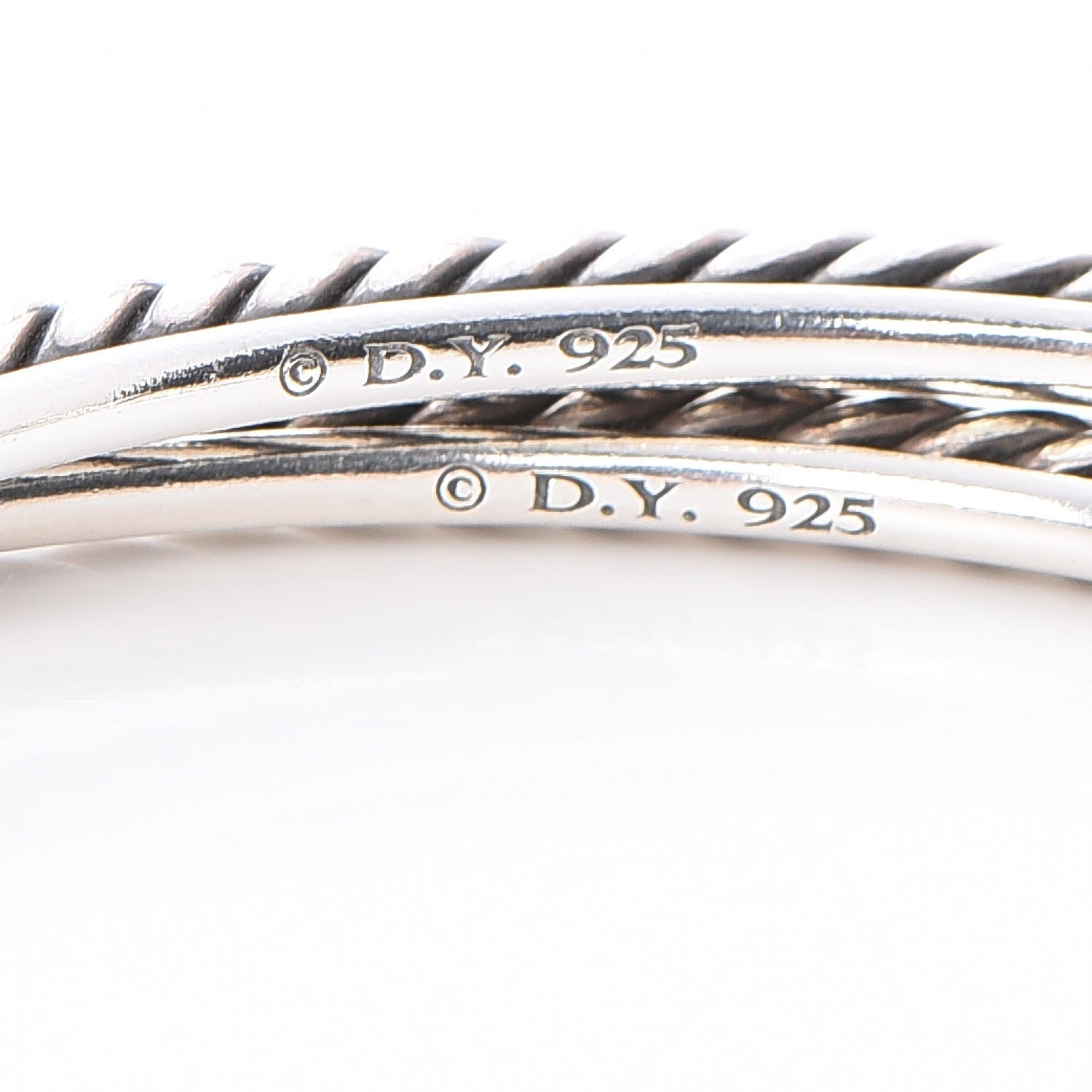 David Yurman Sterling Silver Cable Classics Bangles Bracelet Set of 2 4 of 5
