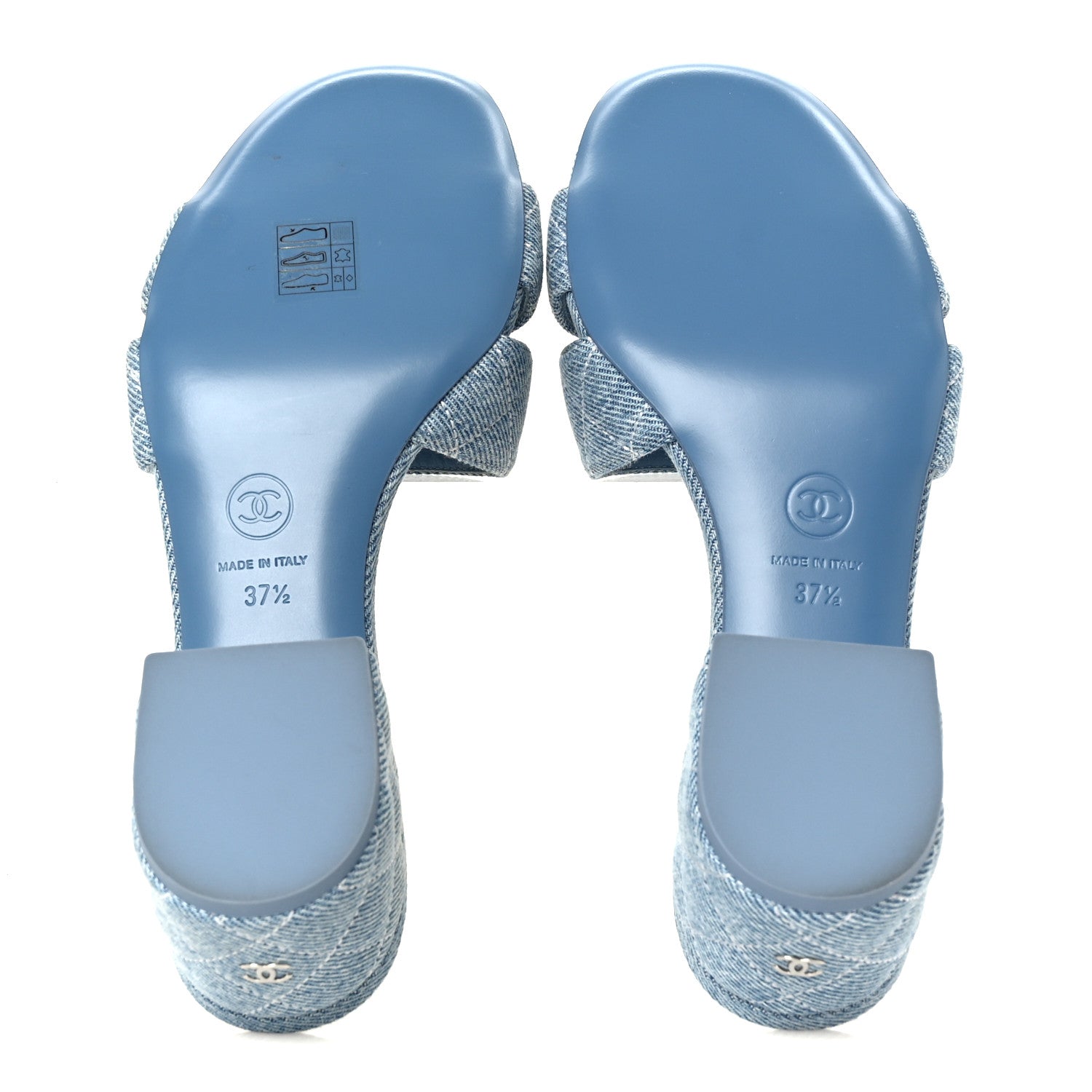 Chanel Denim Quilted Mules 37.5 Blue 6 of 9