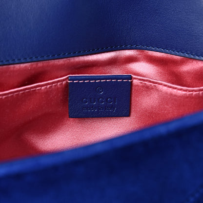 Gucci Velvet Matelasse Mini GG Marmont Shoulder Bag Cobalt Blue 7 of 10