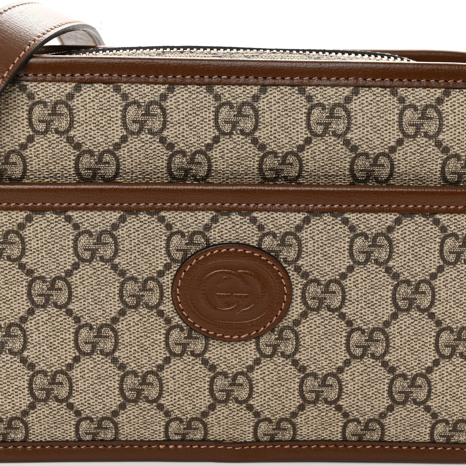 Gucci GG Supreme Monogram Azalea Calfskin Mini Retro Interlocking G Shoulder Bag Beige Ebony Brown Sugar 7 of 9