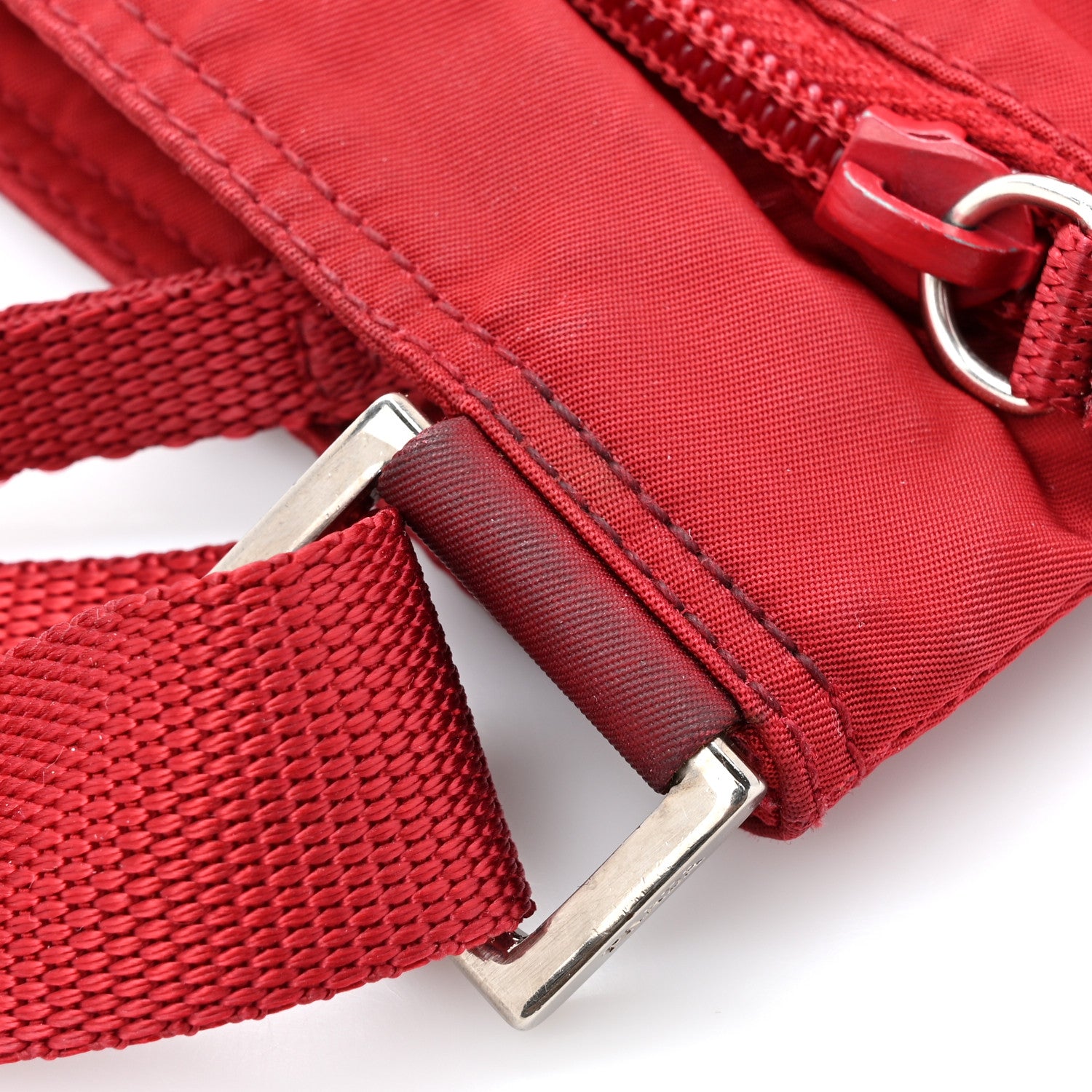 Prada Nylon Small Flat Messenger Bag Cherry 12 of 13