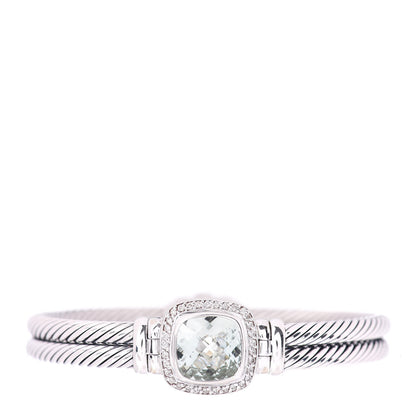David Yurman Sterling Silver Diamond Prasiolite 10mm Albion Cable Bracelet 2 of 4