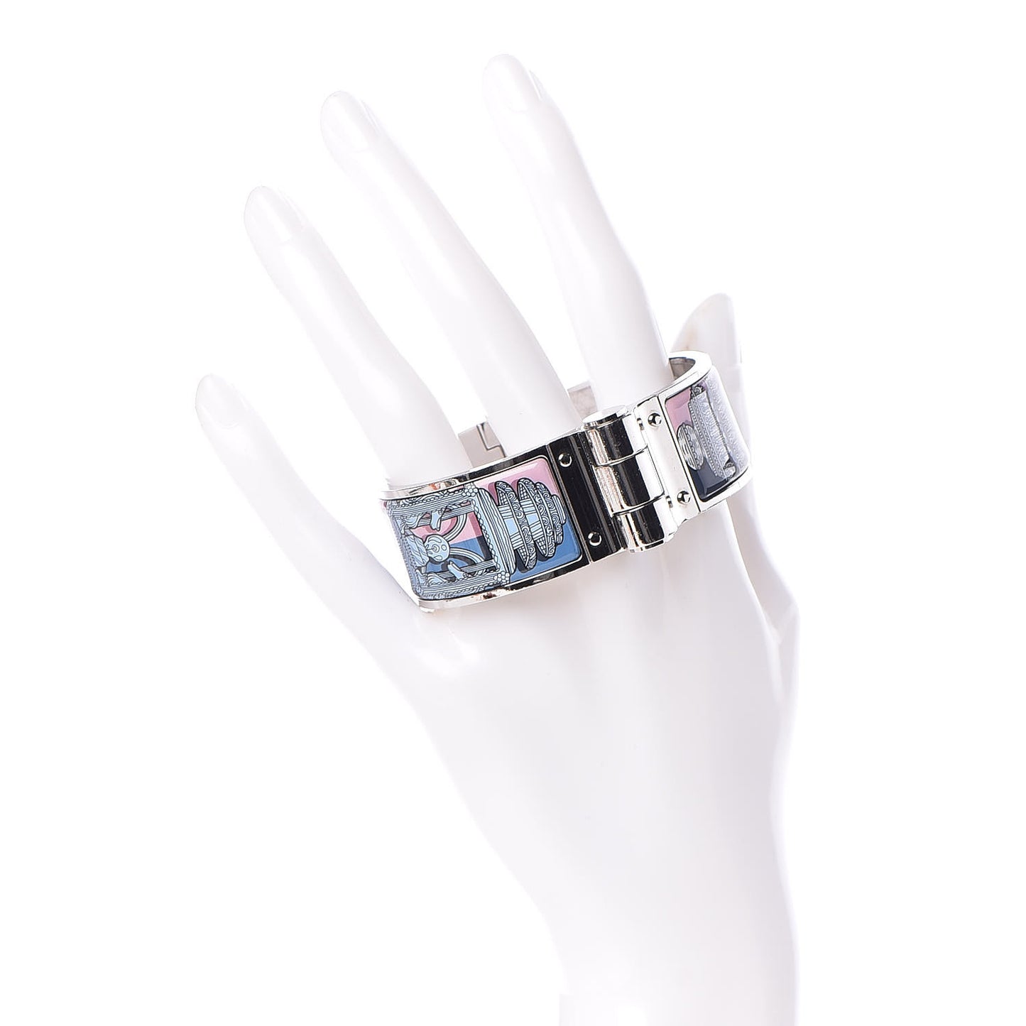 Enamel Printed Wide Marveilleuses Lanternes Hinged Bracelet S Arts and Crafts