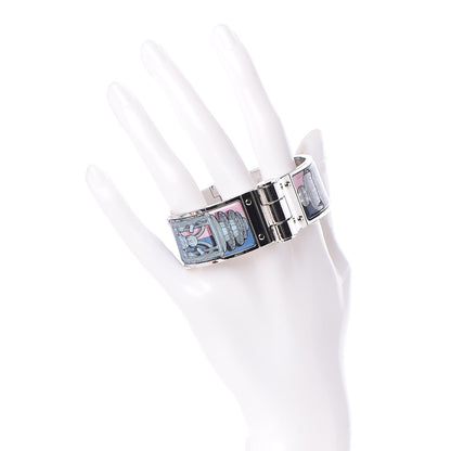 Hermes Enamel Printed Wide Marveilleuses Lanternes Hinged Bracelet S Arts and Crafts 2 of 6