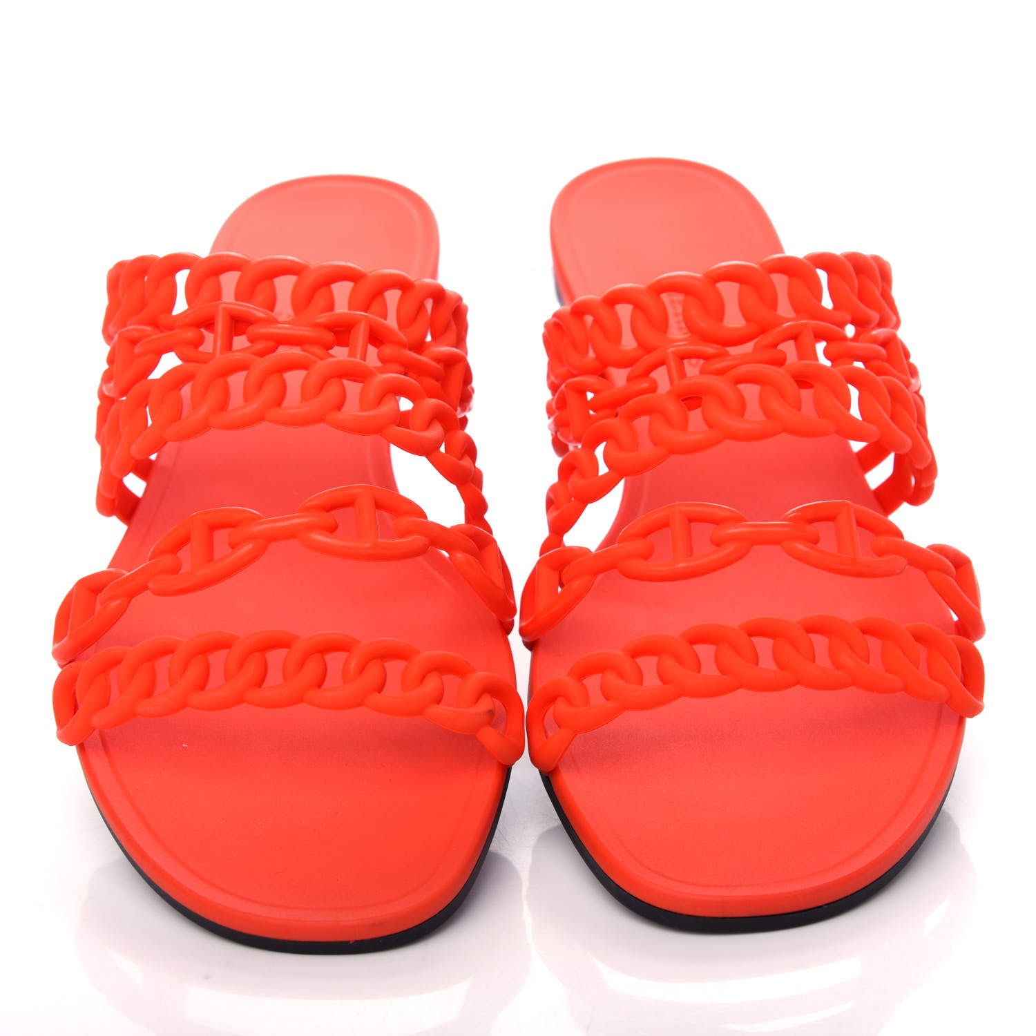 Hermes Rubber Chaine d'Ancre Nude Sandals 38 Pavot 5 of 11