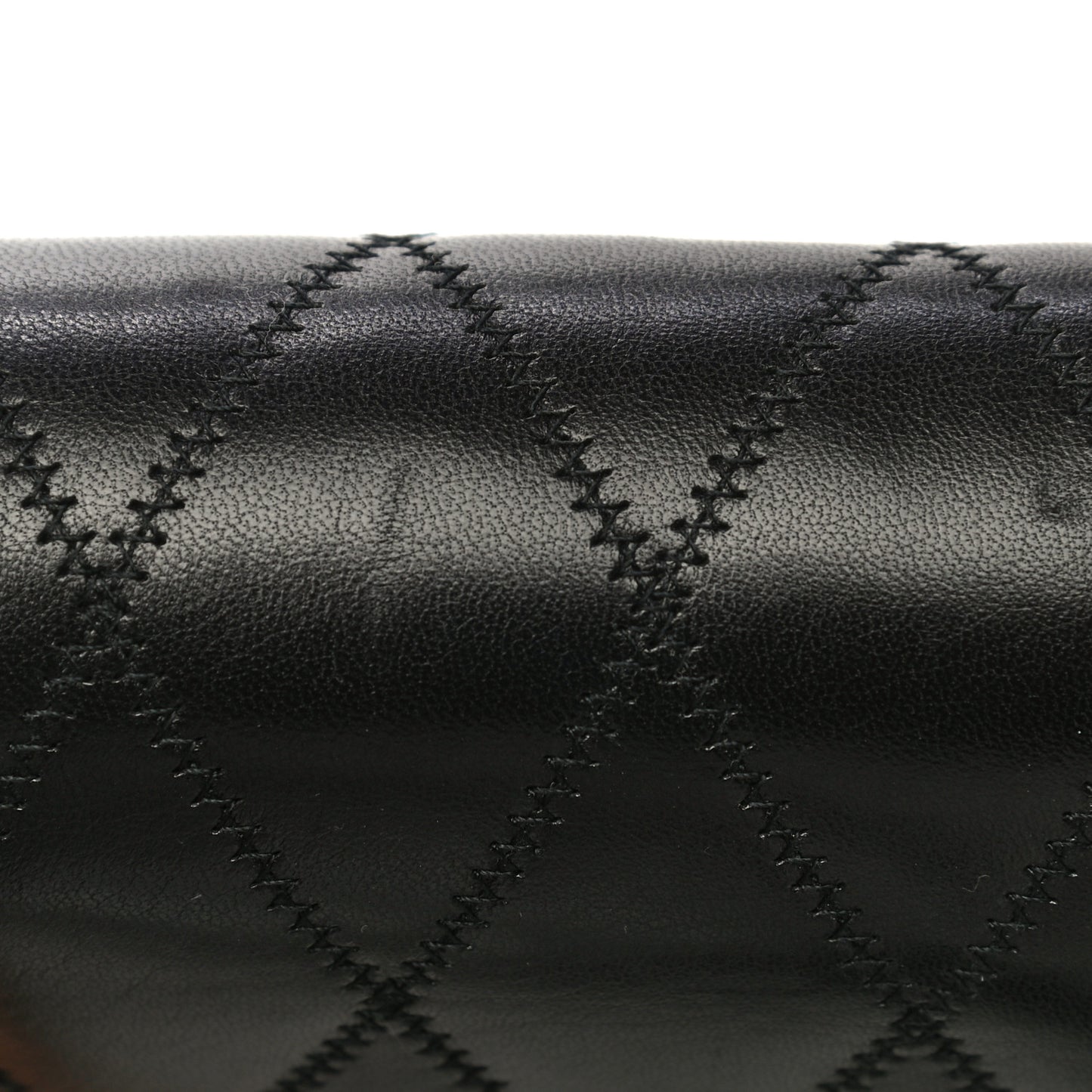 Lambskin Diamond Quilted Monogram Angie Chain Bag Black