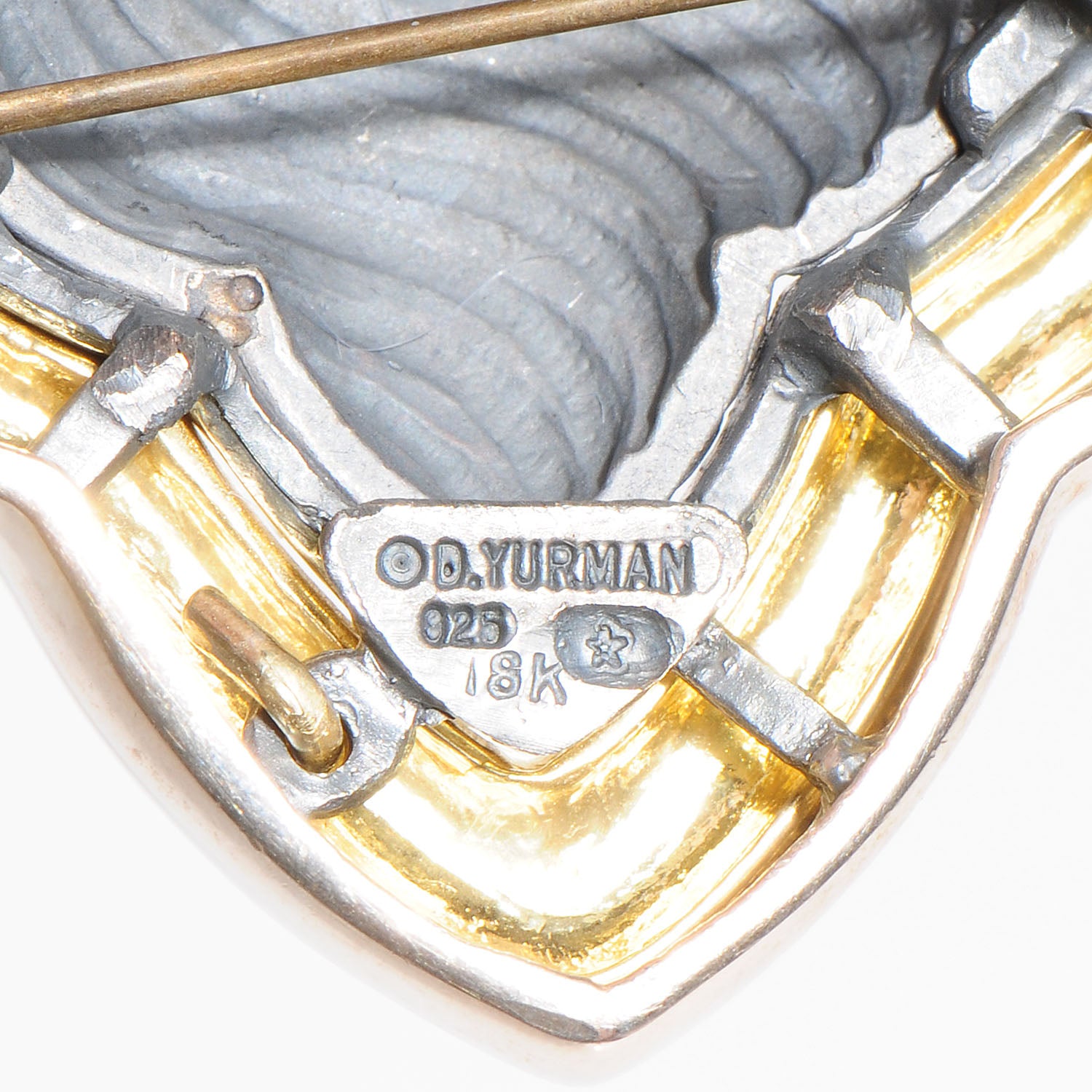 David Yurman Sterling Silver 18K Gold Quatrefoil Brooch Pin 4 of 4