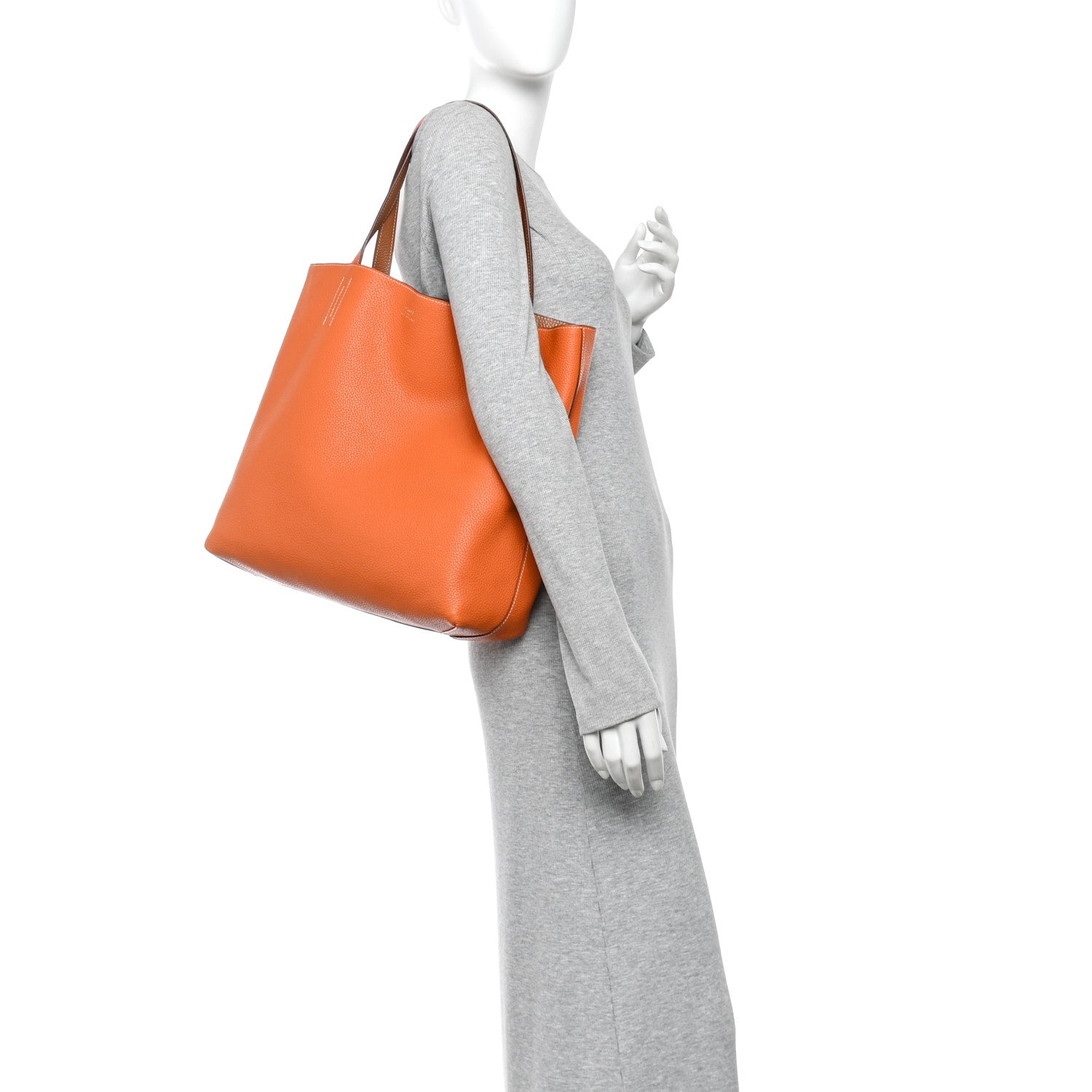 Hermes Taurillon Clemence Double Sens 45 Reversible Tote Orange Gold 2 of 22