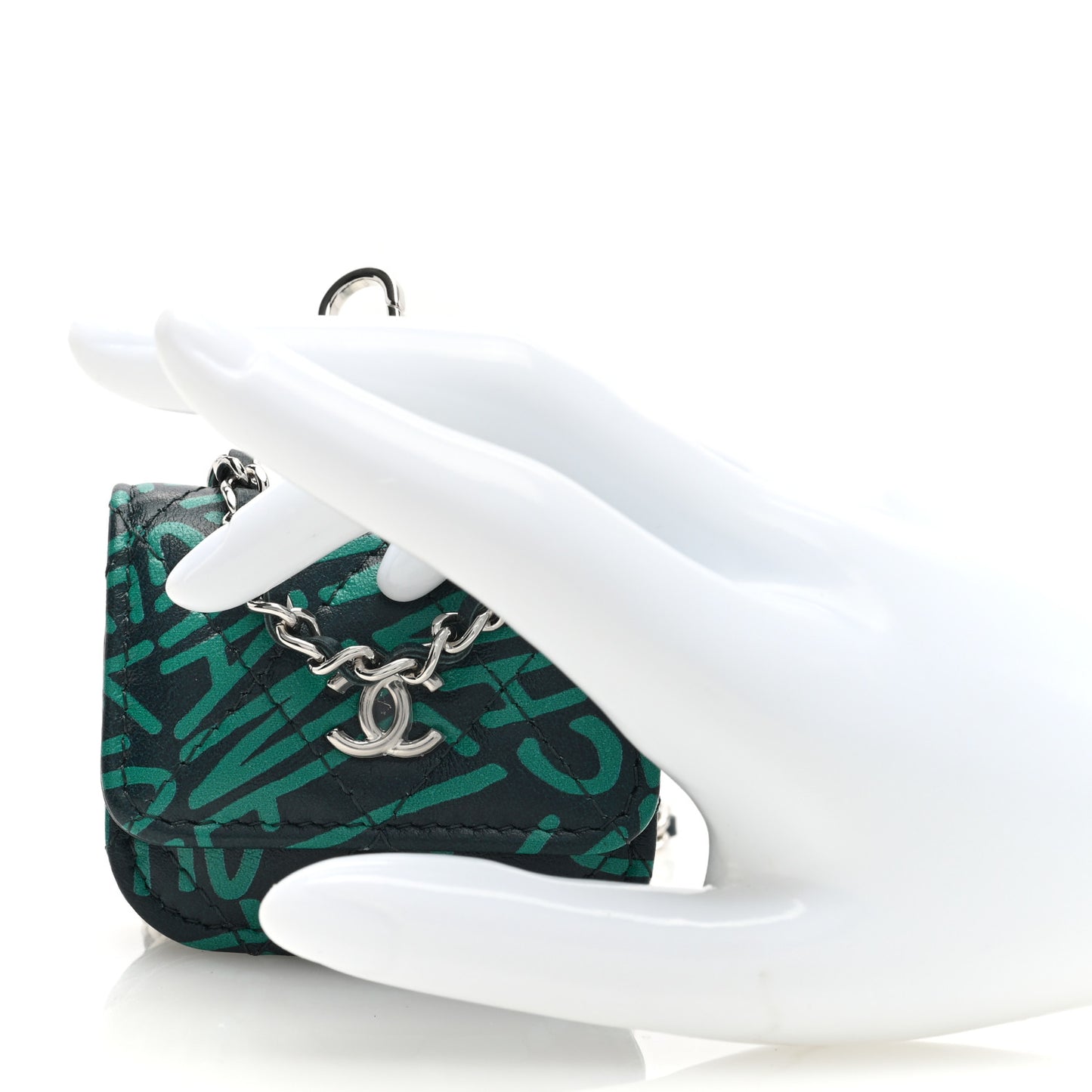 Lambskin Logo Printed Quilted Airpods Pro Case Dark Green