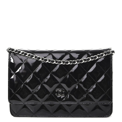 Chanel Patent Quilted Wallet On Chain WOC Black 1 of 10
