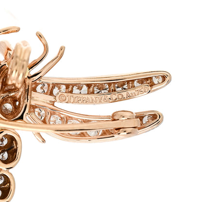 Tiffany 18K Rose Gold Diamond Blue Sapphire Dragonfly Brooch Pin 4 of 5