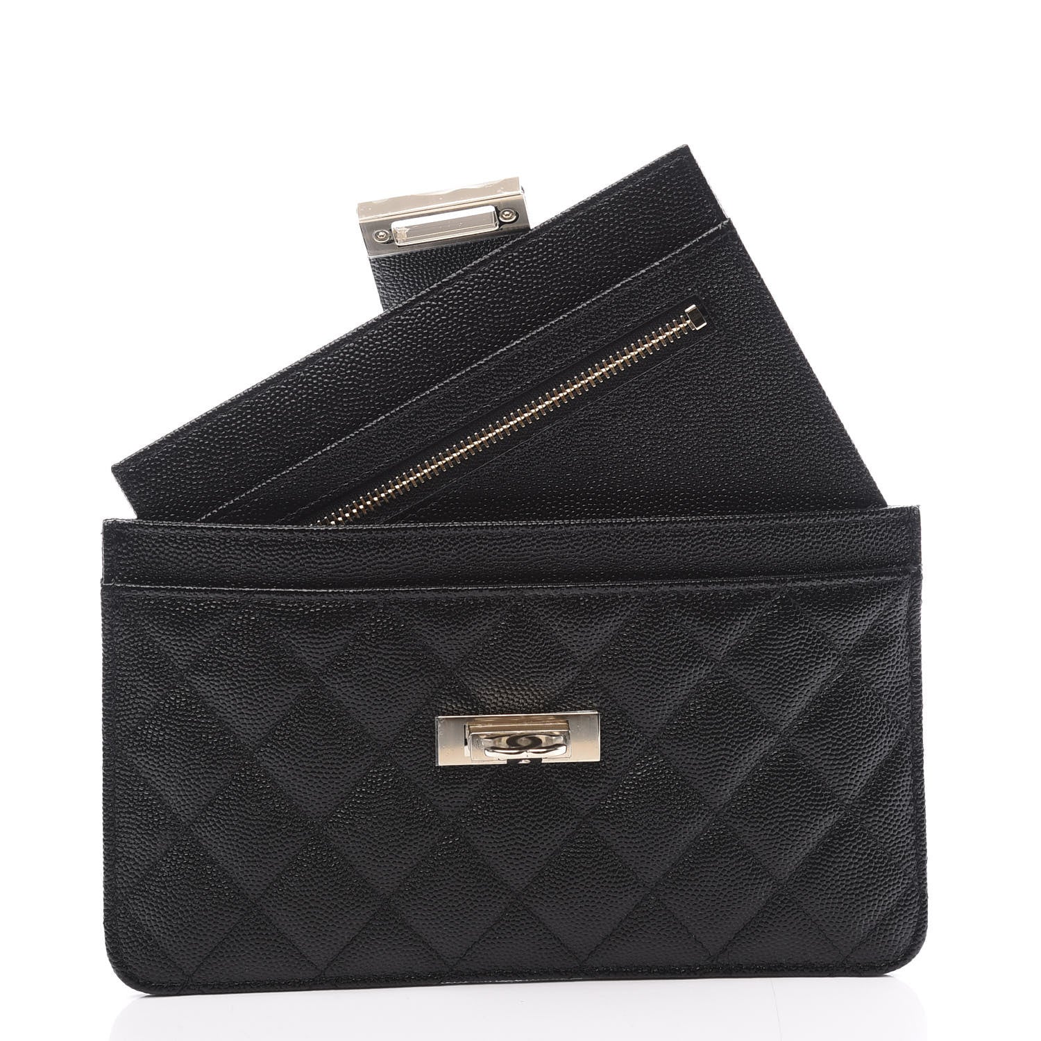 Chanel Caviar Quilted CC Strap Pouch Black 4 of 10