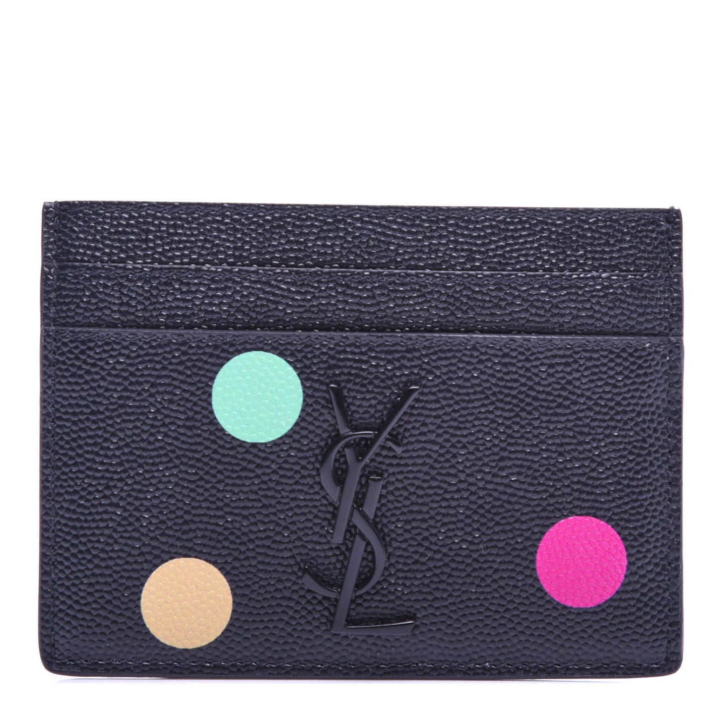 Grain De Poudre Polka-Dot Monogram Credit Card Case Black