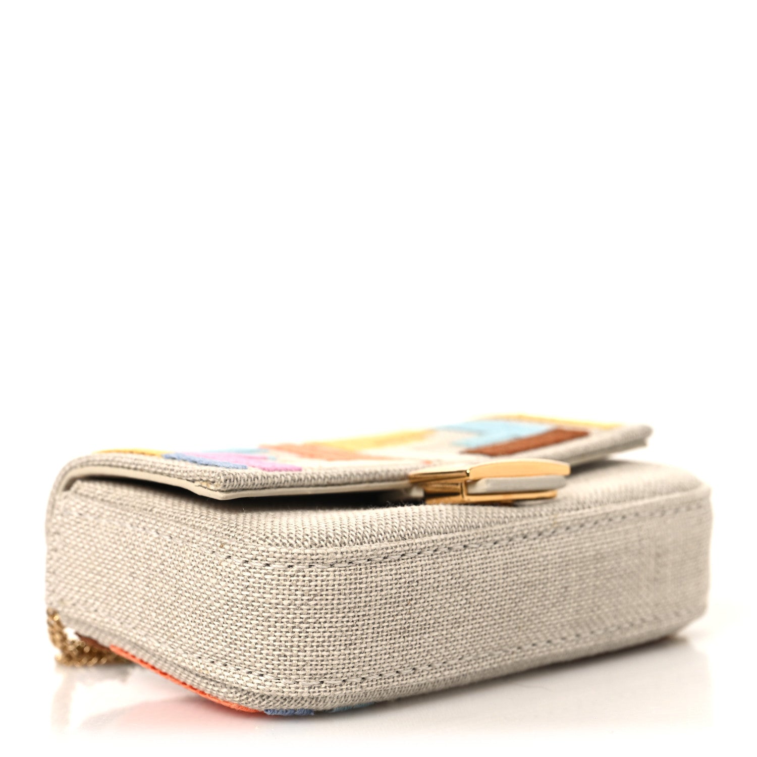 Fendi Kuban Canvas FF Embroidered Nano Baguette Charm Grezzo Multicolor 3 of 6