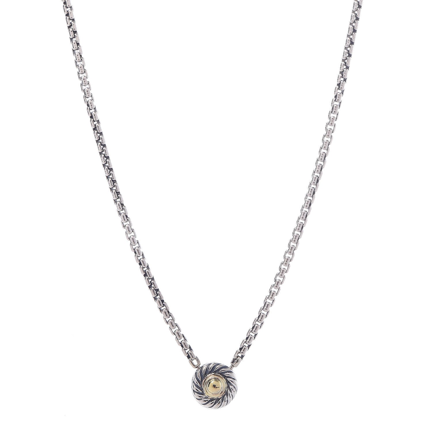 David Yurman Sterling Silver 14K Yellow Gold Cookie Pendant Necklace 1 of 5