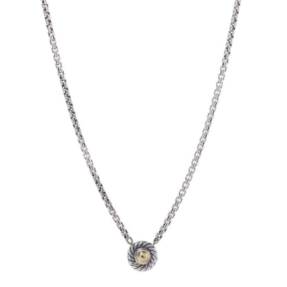 David Yurman Sterling Silver 14K Yellow Gold Cookie Pendant Necklace 1 of 5