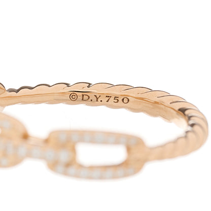 David Yurman 18K Rose Gold Diamond 4.5mm Stax Single Row Chain Link Ring 52 6 4 of 4