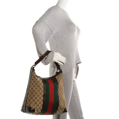 Gucci Monogram Vintage Web Medium Hobo Dark Brown 2 of 9