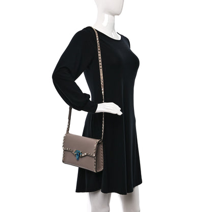 Valentino Garavani Pebbled Calfskin Medium Rockstud Flip Lock Crossbody Bag Poudre 2 of 8