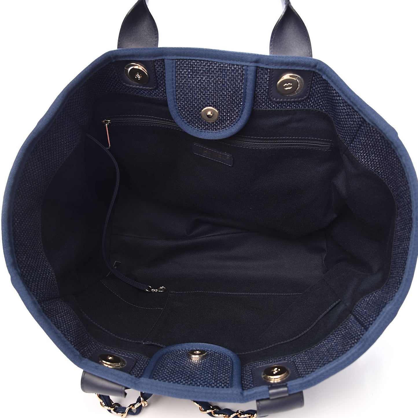 Woven Straw Raffia Large Deauville Tote Dark Blue