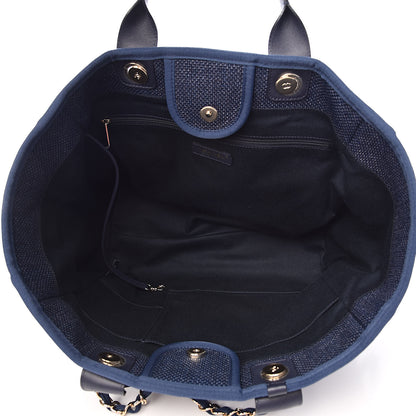 Chanel Woven Straw Raffia Large Deauville Tote Dark Blue 5 of 11
