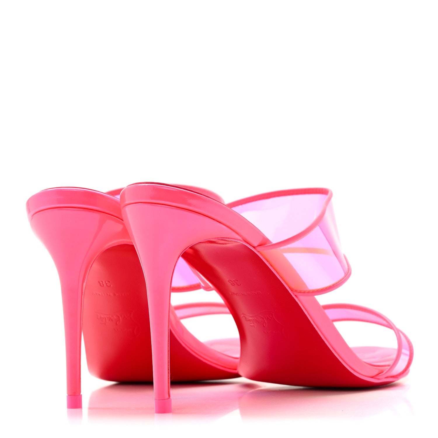 Christian Louboutin PVC Just Loubi 85 Sandals 38 Fluo Pink 5 of 9