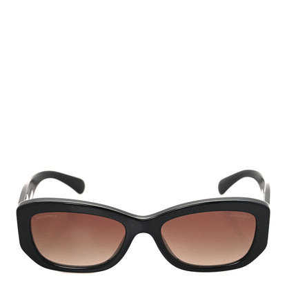 Chanel Acetate Rectangle Sunglasses 5493-A Black Brown 2 of 6