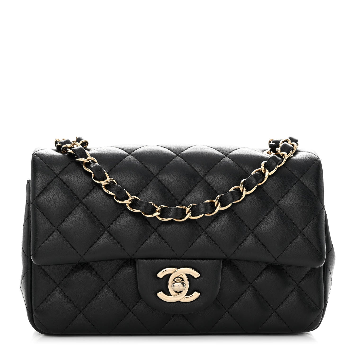 Chanel Lambskin Quilted Mini Rectangular Flap Black 1 of 9