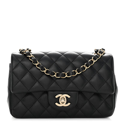 Chanel Lambskin Quilted Mini Rectangular Flap Black 1 of 9