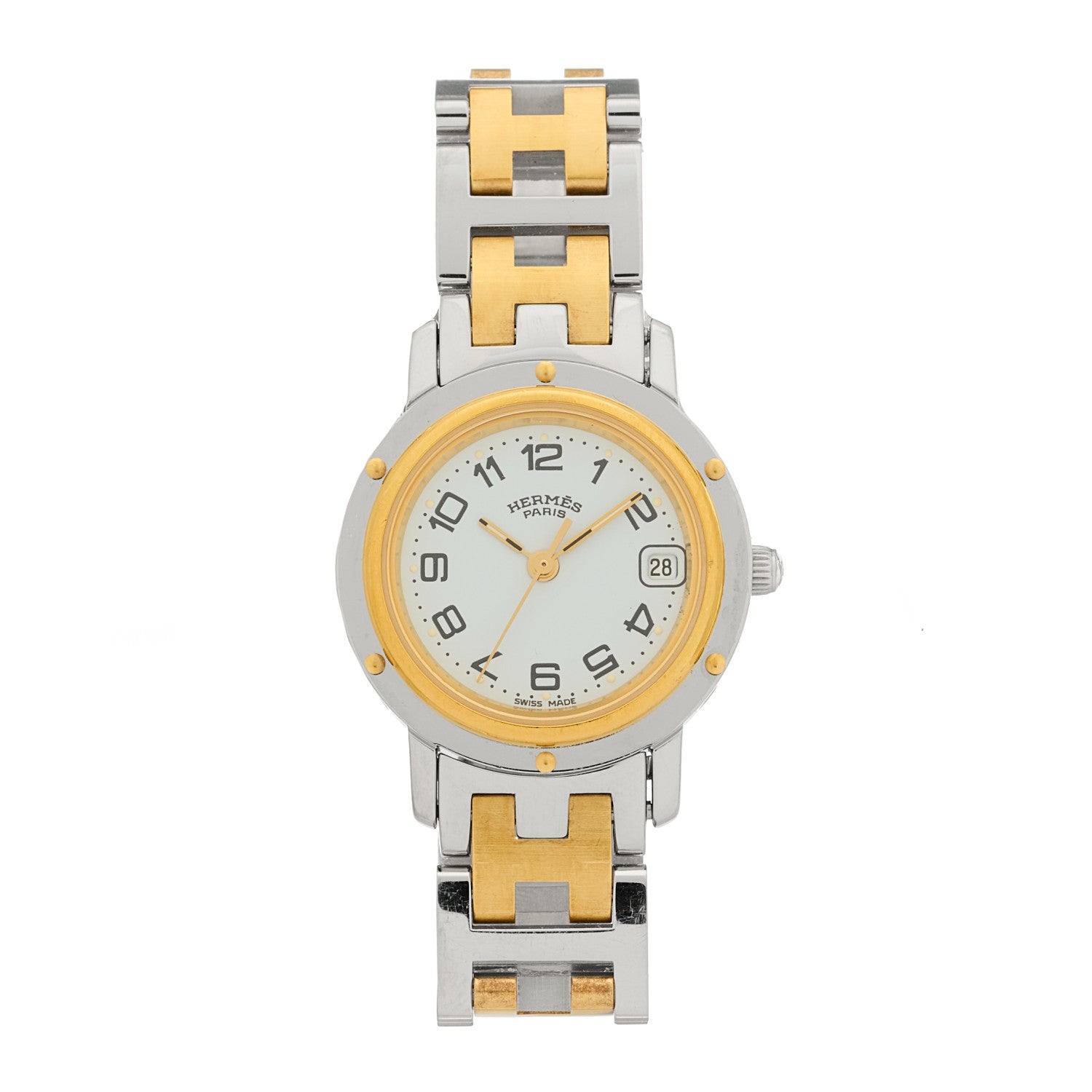 Hermes Stainless Steel 24mm Clipper Quartz Watch Gold 1 of 4