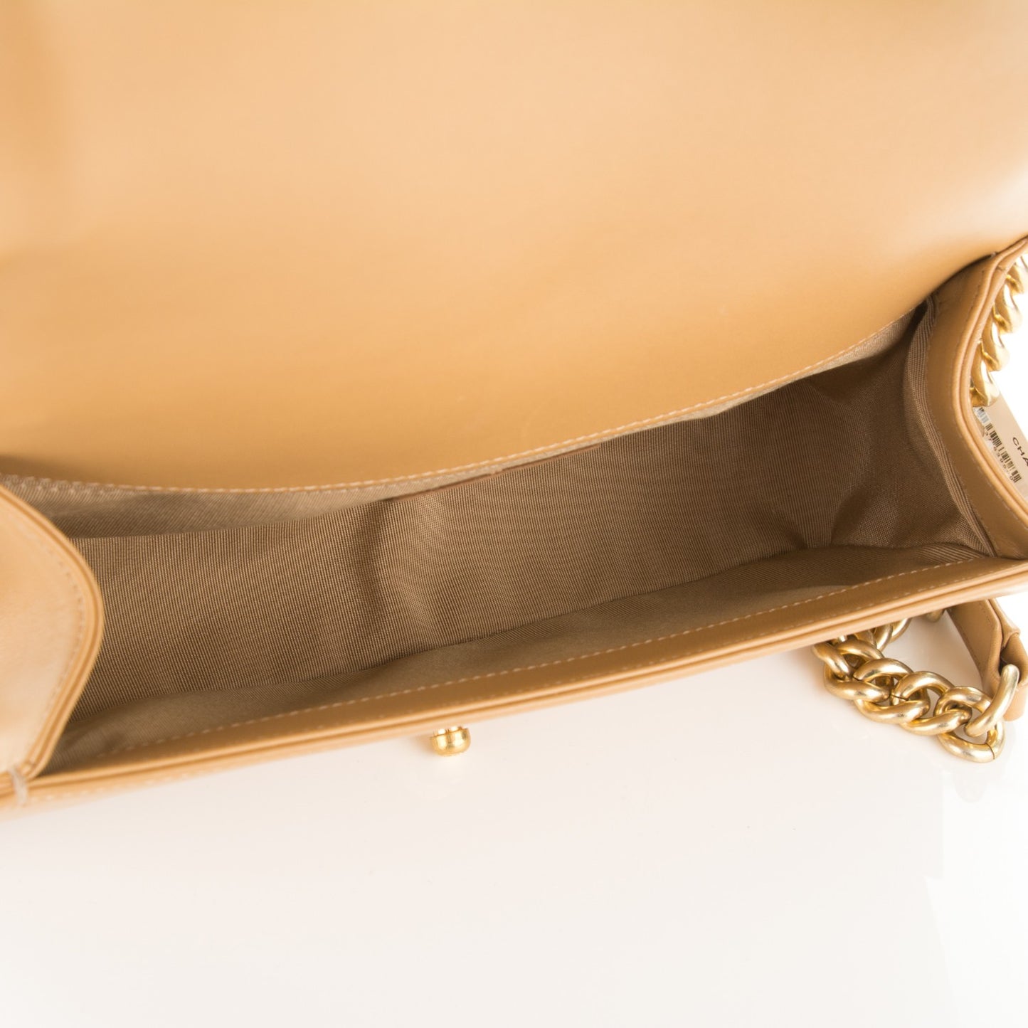 Iridescent Tweed Lambskin Medium Boy Flap Dark Beige