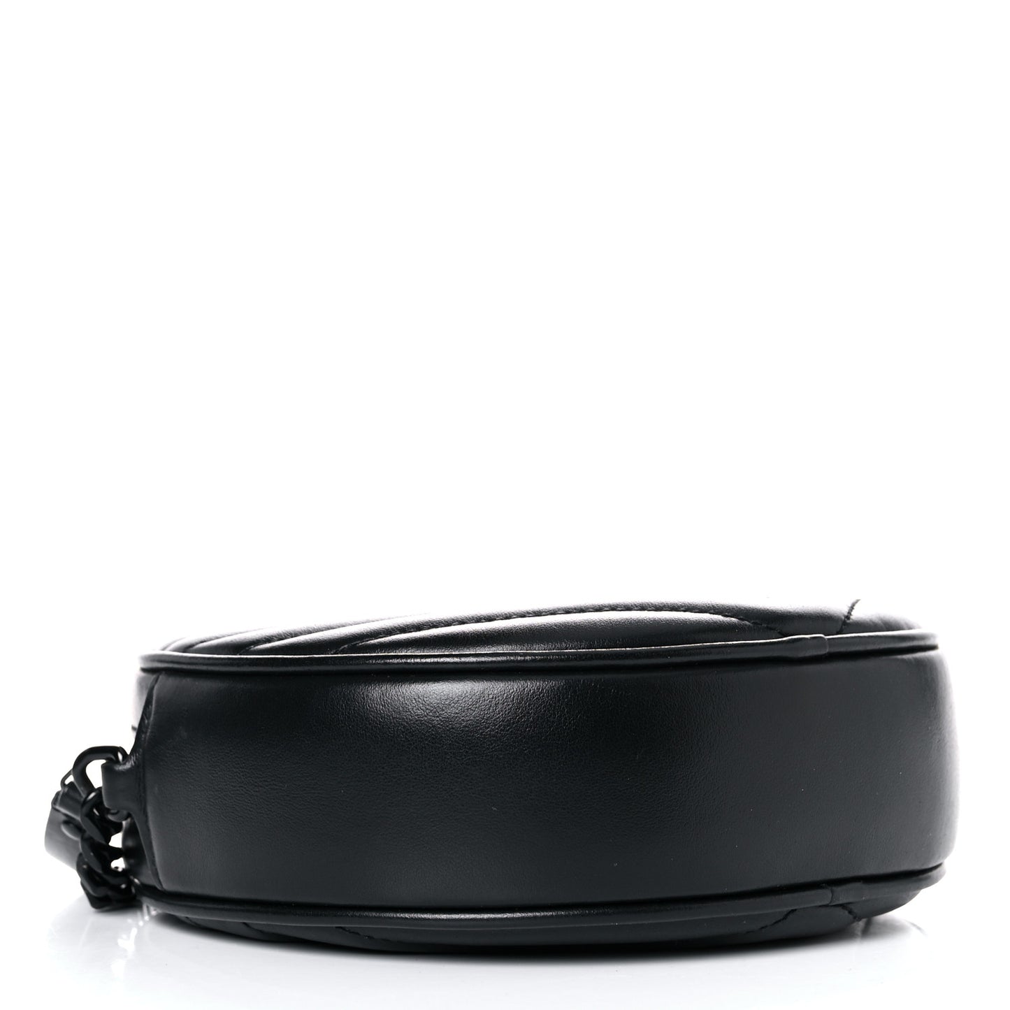 Calfskin Matelasse Chevron Round Vinyle Camera Bag Black