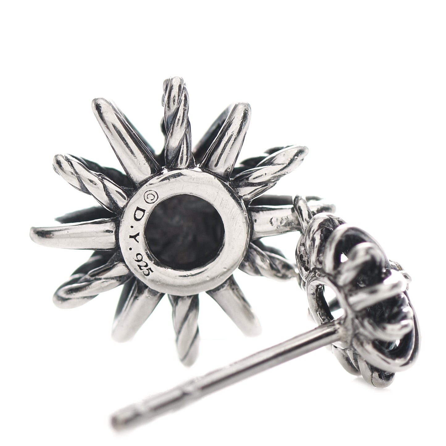 Sterling Silver Diamond Starburst Double Drop Earrings