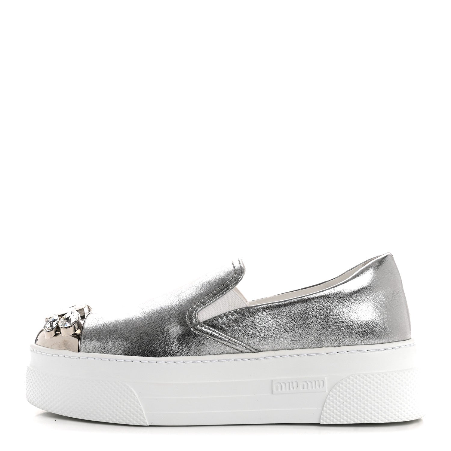 Miu Miu Mordore Crystal Embellished Womens Slip On Trainers 36 Cromo 1 of 14