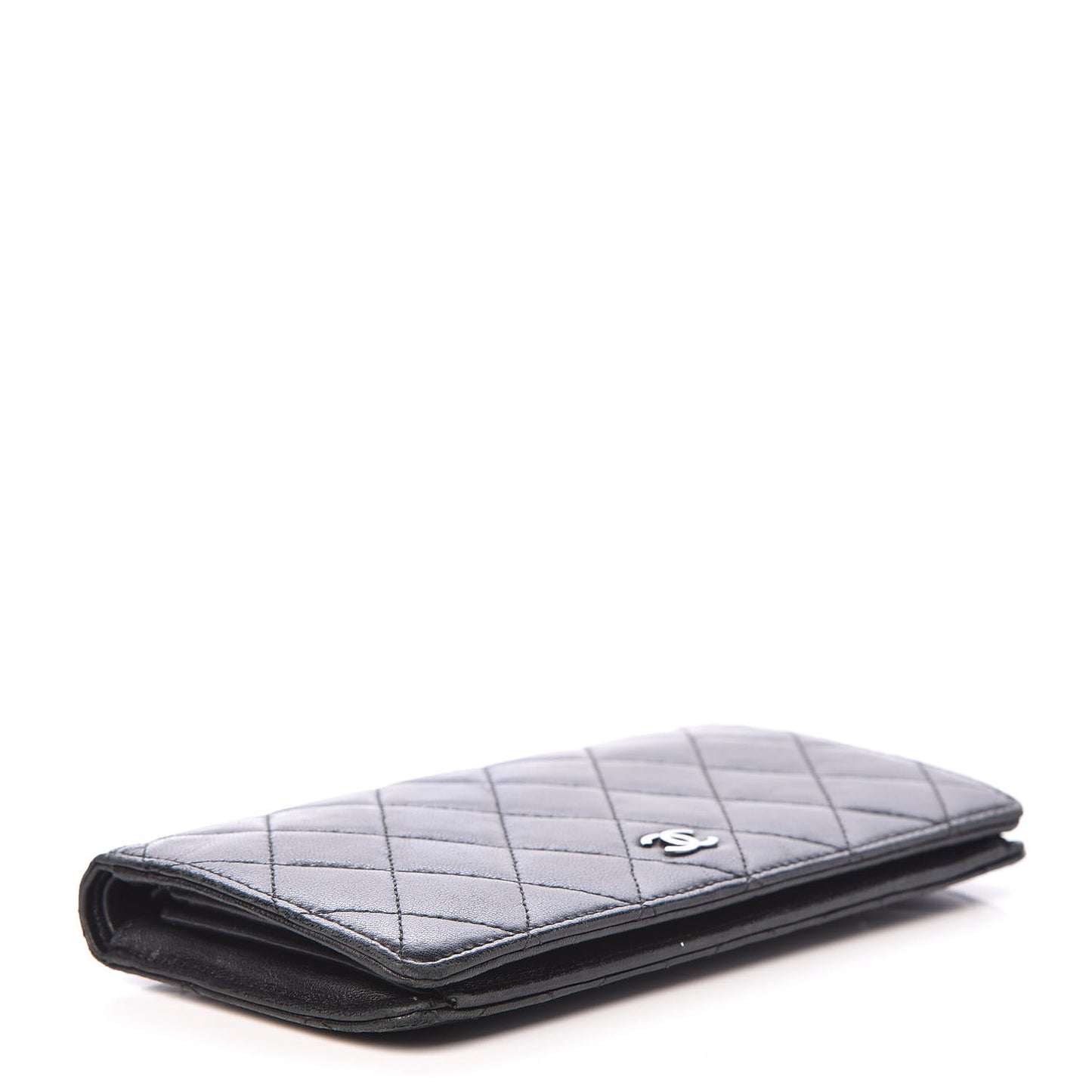 Lambskin Quilted Yen Wallet Black