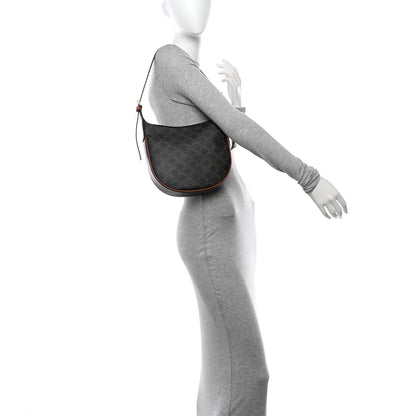 Celine Calfskin Triomphe Canvas Small Heloise Shoulder Bag Tan 2 of 9