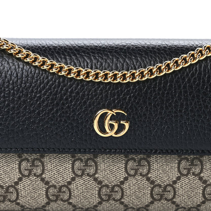 Gucci Dollar Calfskin GG Supreme Monogram Petite GG Marmont Wallet Chain Bag Black Beige Ebony 8 of 11