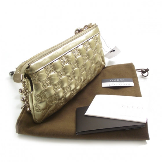 Stitched Guccissima Leather Evening Bag Gold