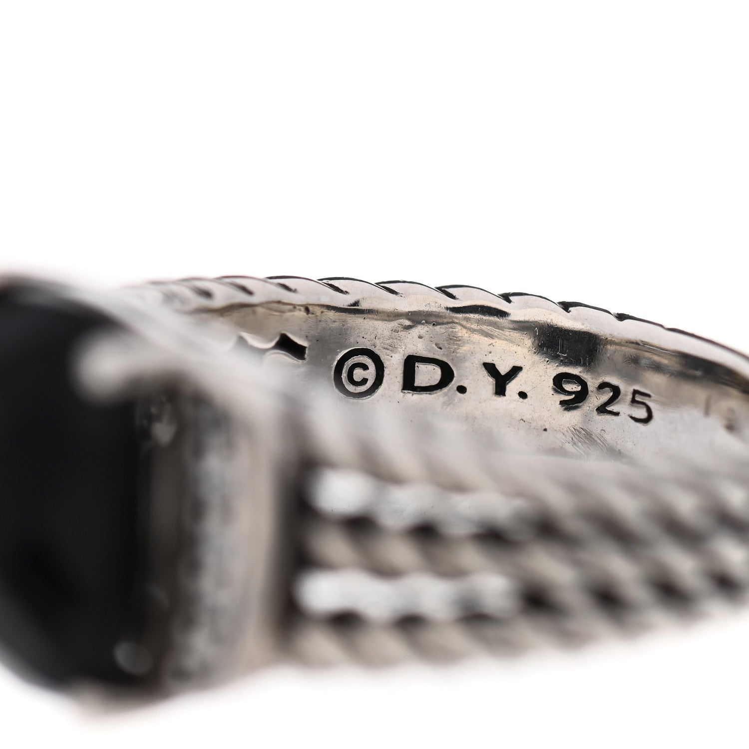 David Yurman Sterling Silver Diamond Black Onyx 10mm Petite Wheaton Ring 49 4.75 5 of 5