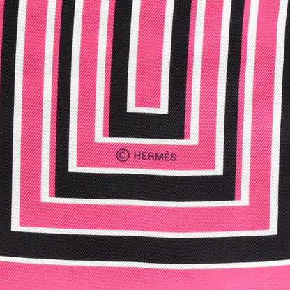 Hermes Silk H Au Galop Maxi Twilly Slim Rose Vif Black White 2 of 5