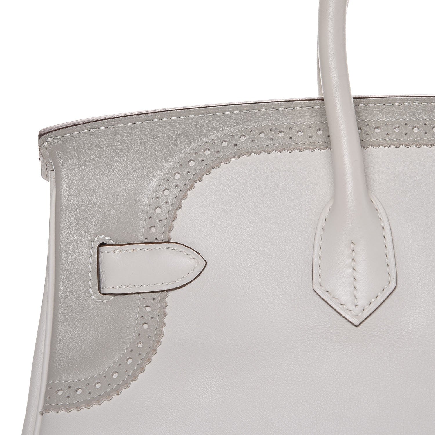 Hermes Swift Ghillies Birkin 35 White Gris Perle 8 of 34