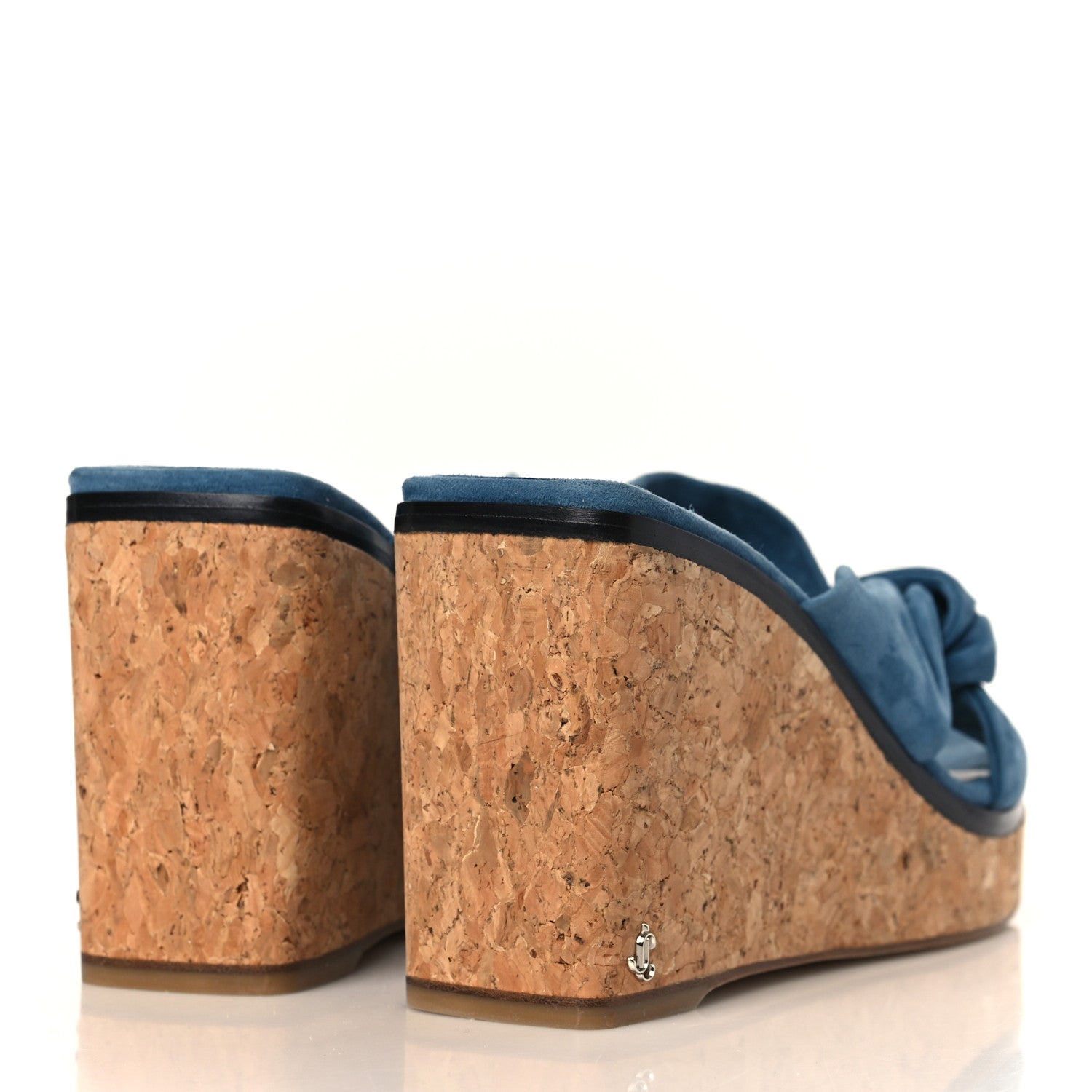 Jimmy Choo Suede Narisa 90 Wedge Mules 38.5 Blue 4 of 8