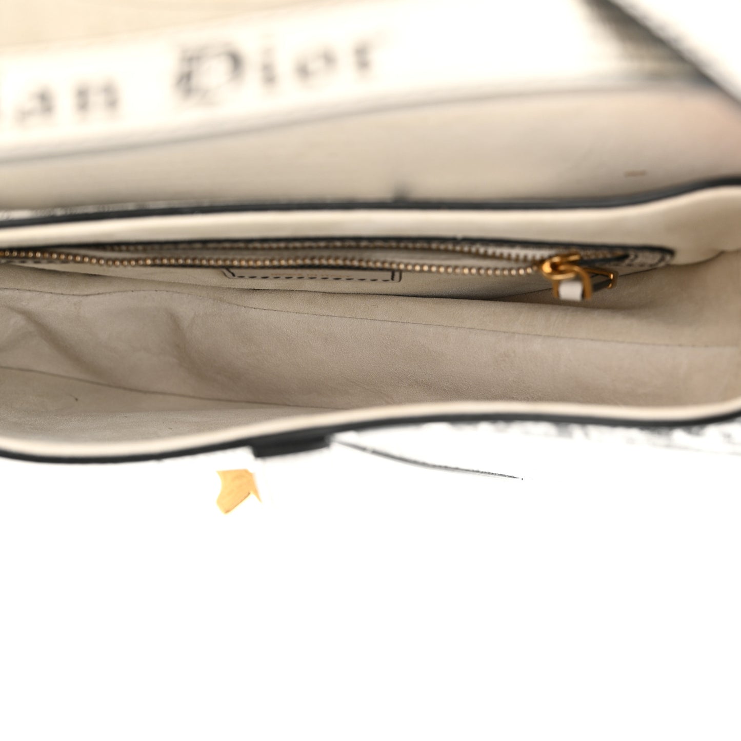 Calfskin Newspaper Printed Saddle Bag With Strap Black White