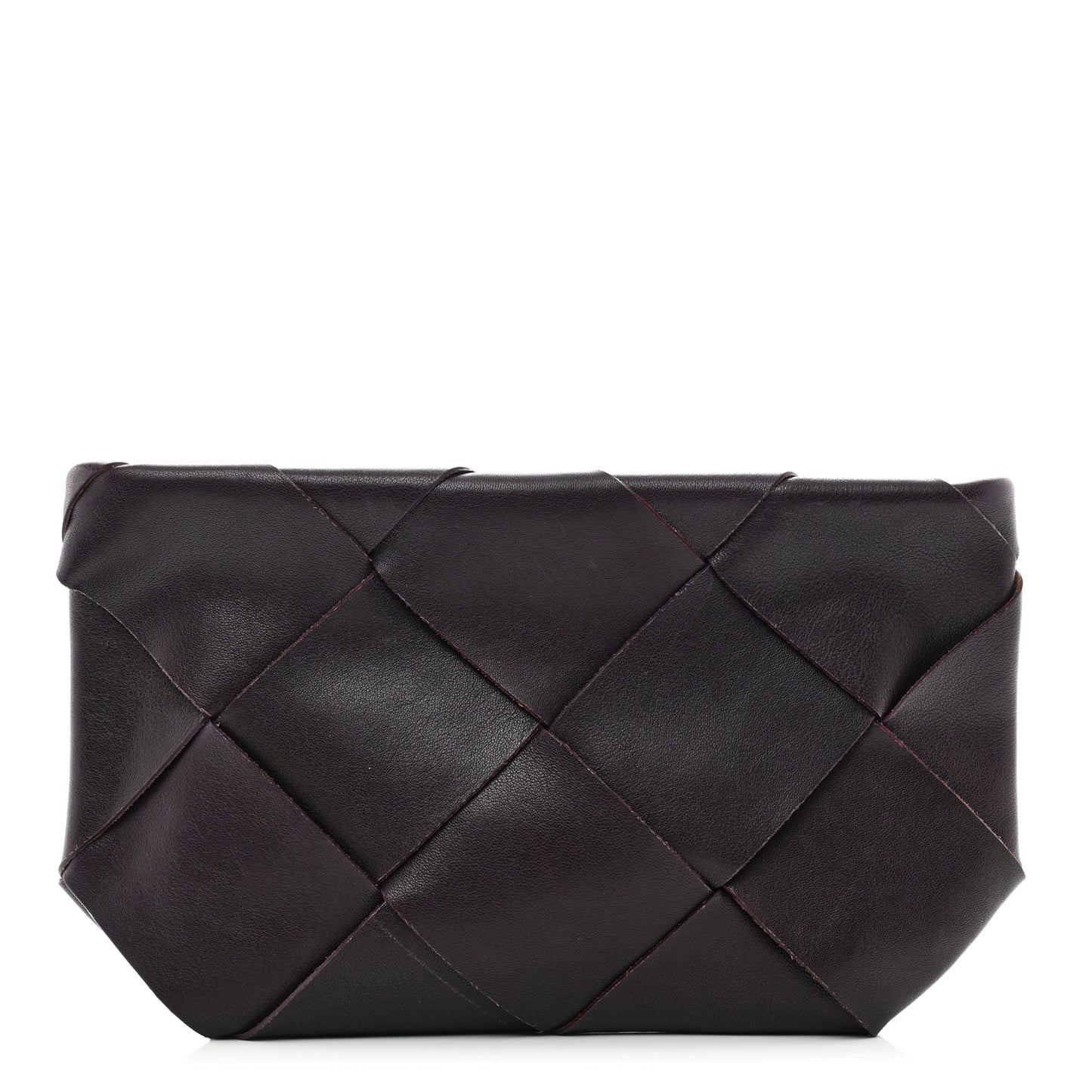 Calfskin Maxi Intrecciato Clutch Grape